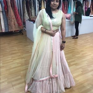 Peach and yellow lehnga